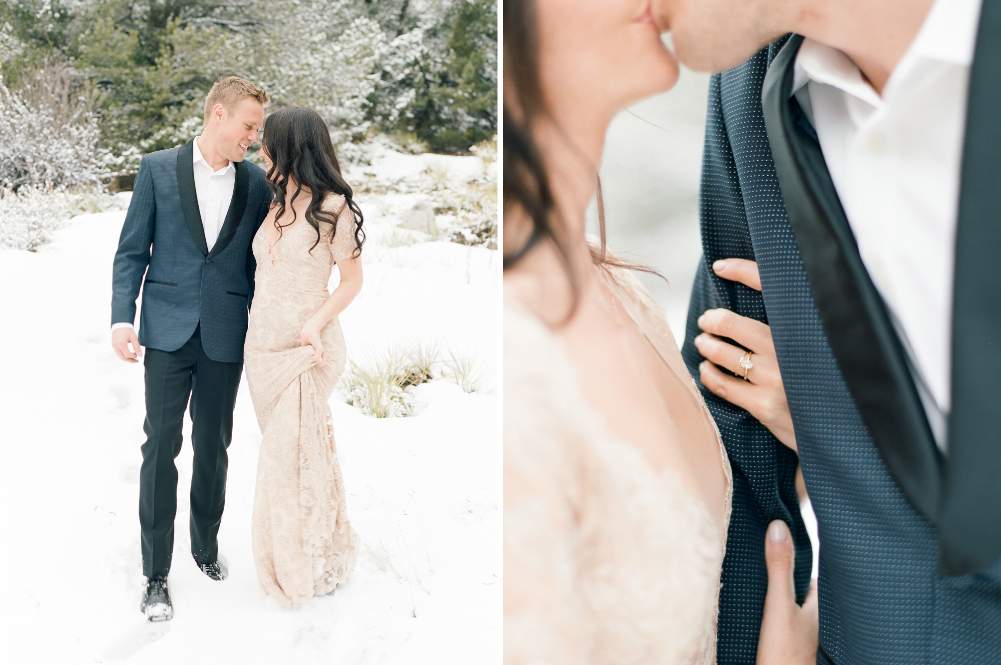 Snowy engagement photos in Colorado. By Rachel Havel