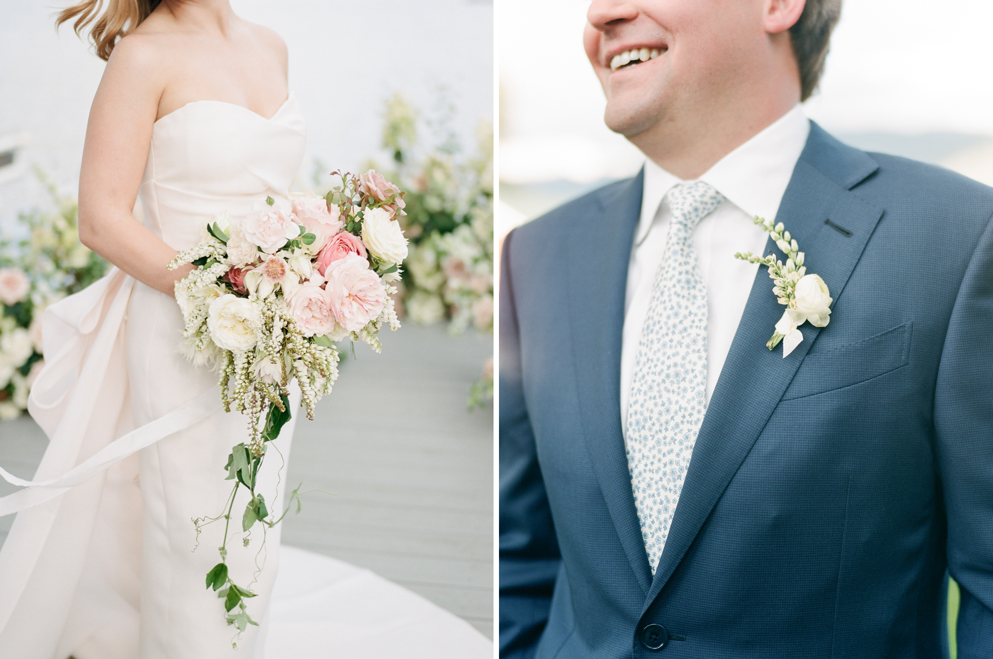 Stunning wedding bouquet and boutonniere by Bows and Arrows. Photo by Rachel Havel